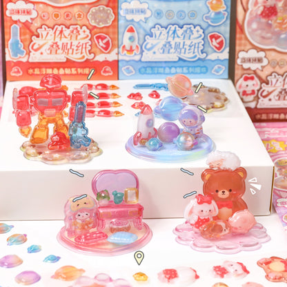 Playful Worlds 3D Stackable Stickers | 6 Cute Miniature Themes