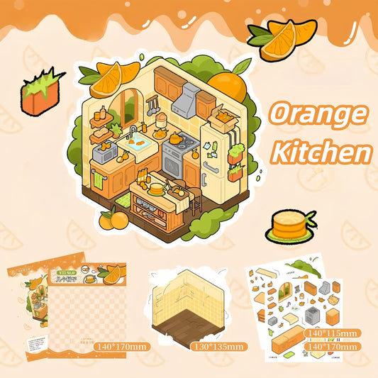 Fruit Room 3D Sticker | 4 Cute Miniature Scenes