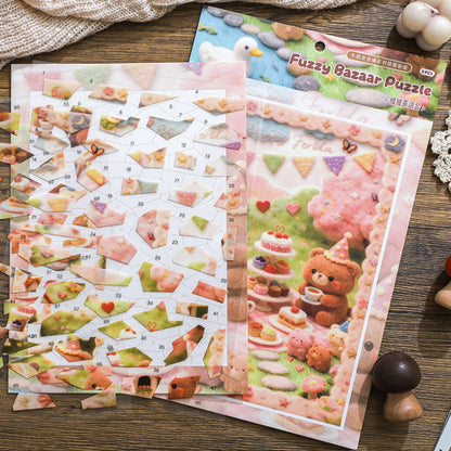 Fuzzy Bazaar Puzzle 3D Sticker | 3 Cute Miniature Scenes