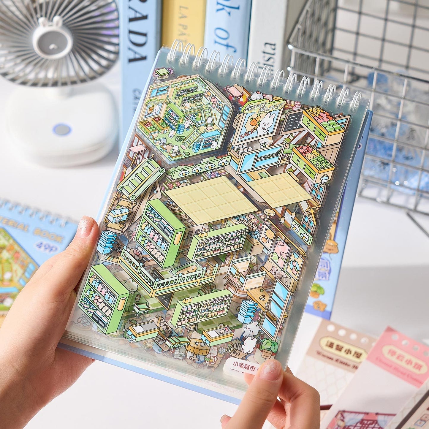 Cute Animal Business Town 3D Sticker Book