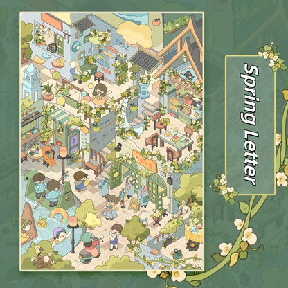 Starry Postmark 3D Sticker | 4 Cute Miniature Scenes