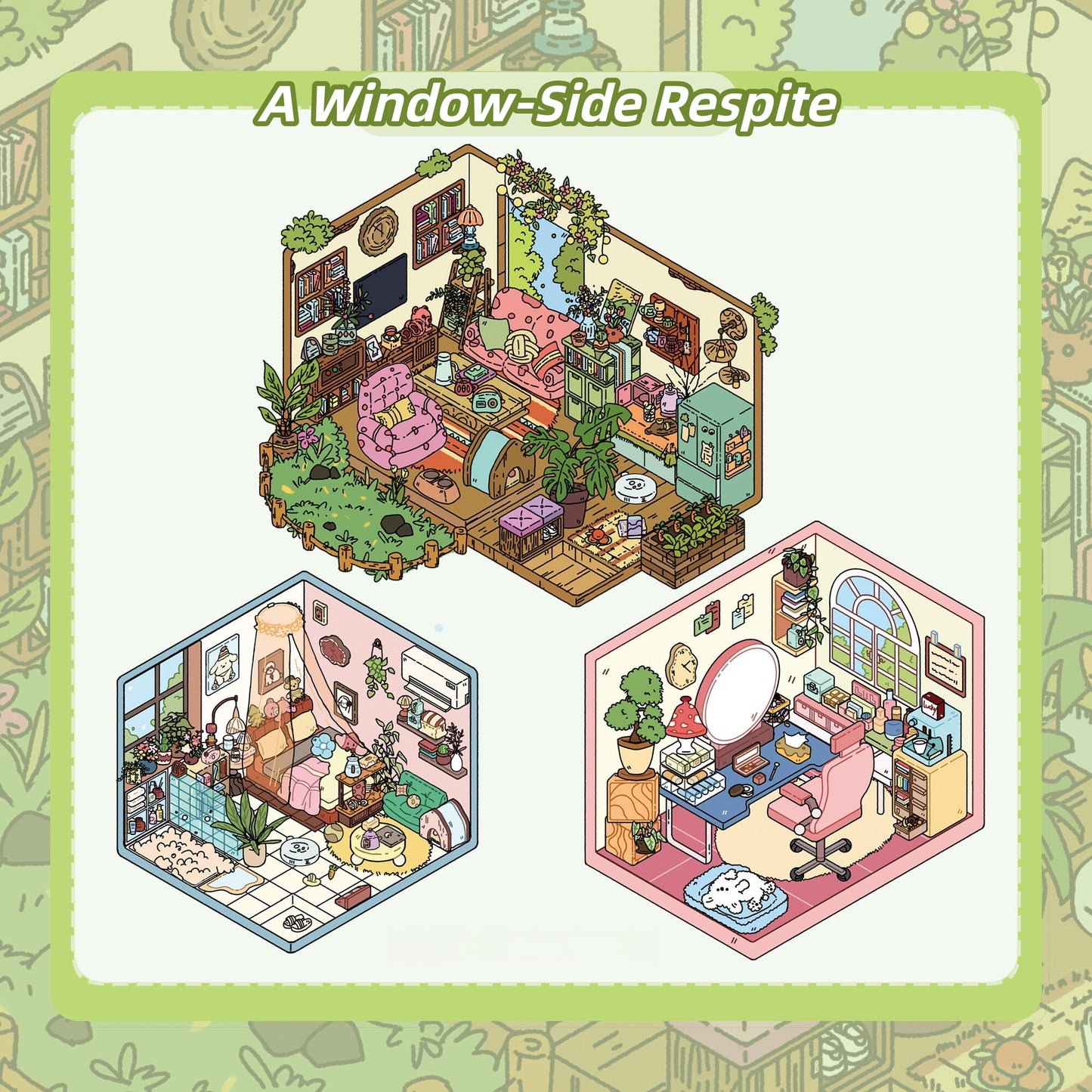 Moment by the Window 3D Sticker | 3 Cute Miniature Scenes