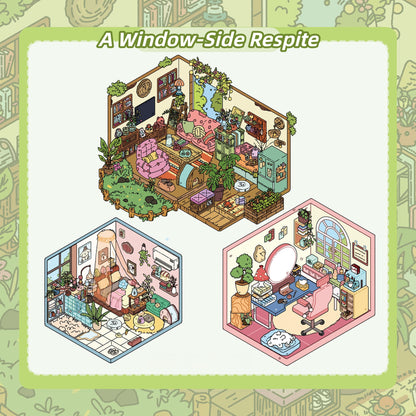 Moment by the Window 3D Sticker | 3 Cute Miniature Scenes