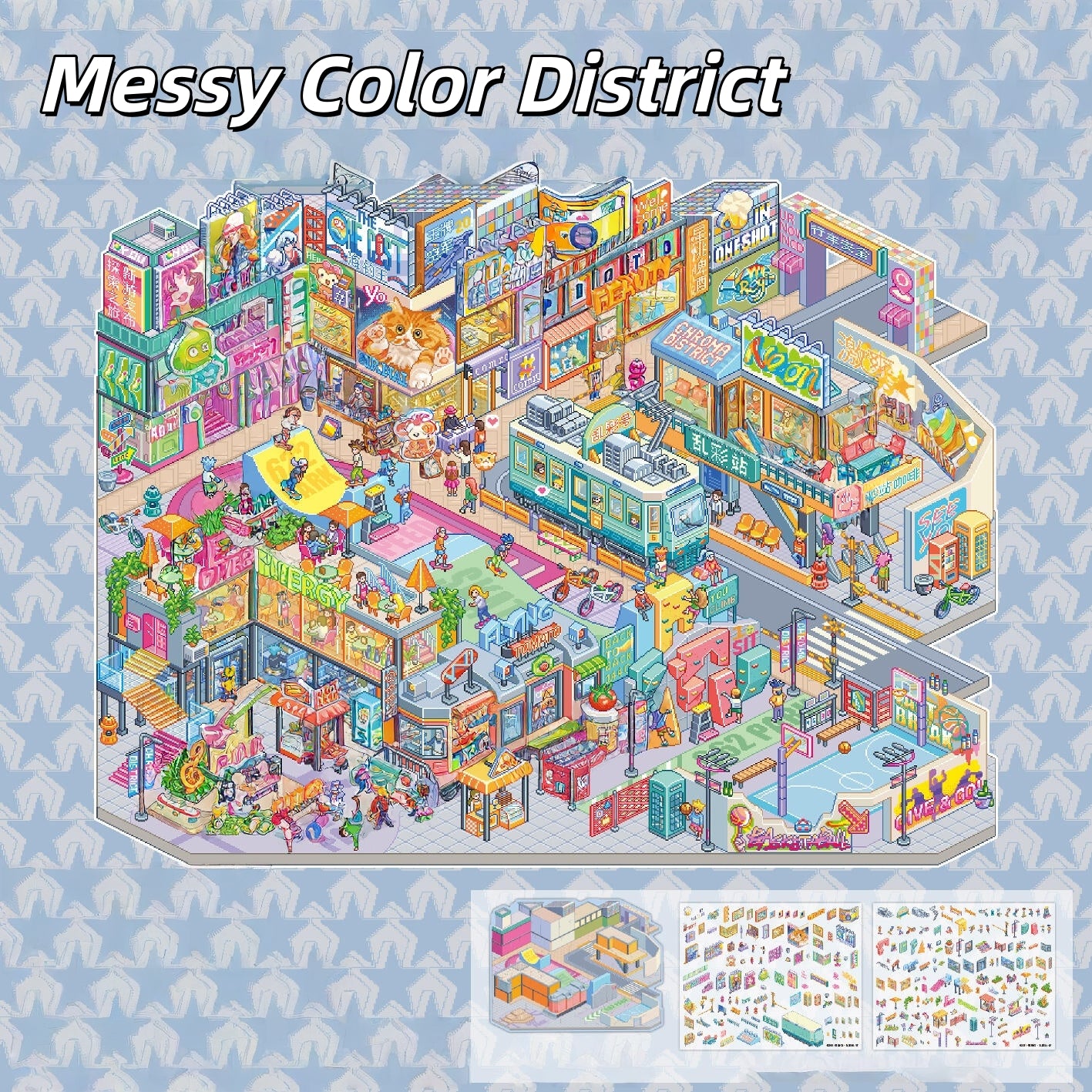 Districts of Falling Star 3D Sticker | 2 Cute Miniature Scenes