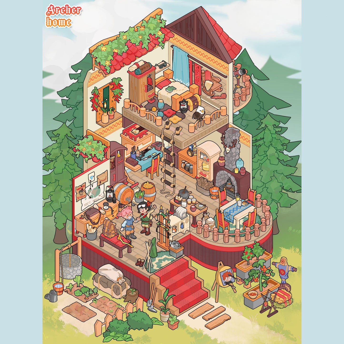 RPG Homes 3D Sticker | 4 Cute Miniature Scenes