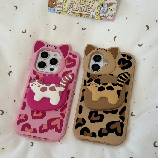 Anime Leopard Pattern Kitty Silicone Phone Case