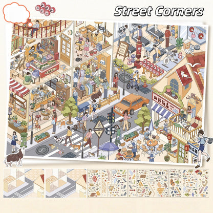 Street Scenes 3D Sticker | 2 Cute Miniature Scenes