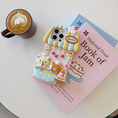 3D Cute Little Bear Silicone Phone Case