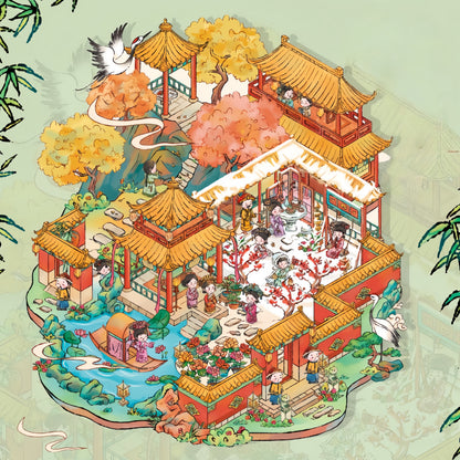 Ancient Court Life 3D Sticker | 2 Cute Miniature Scenes