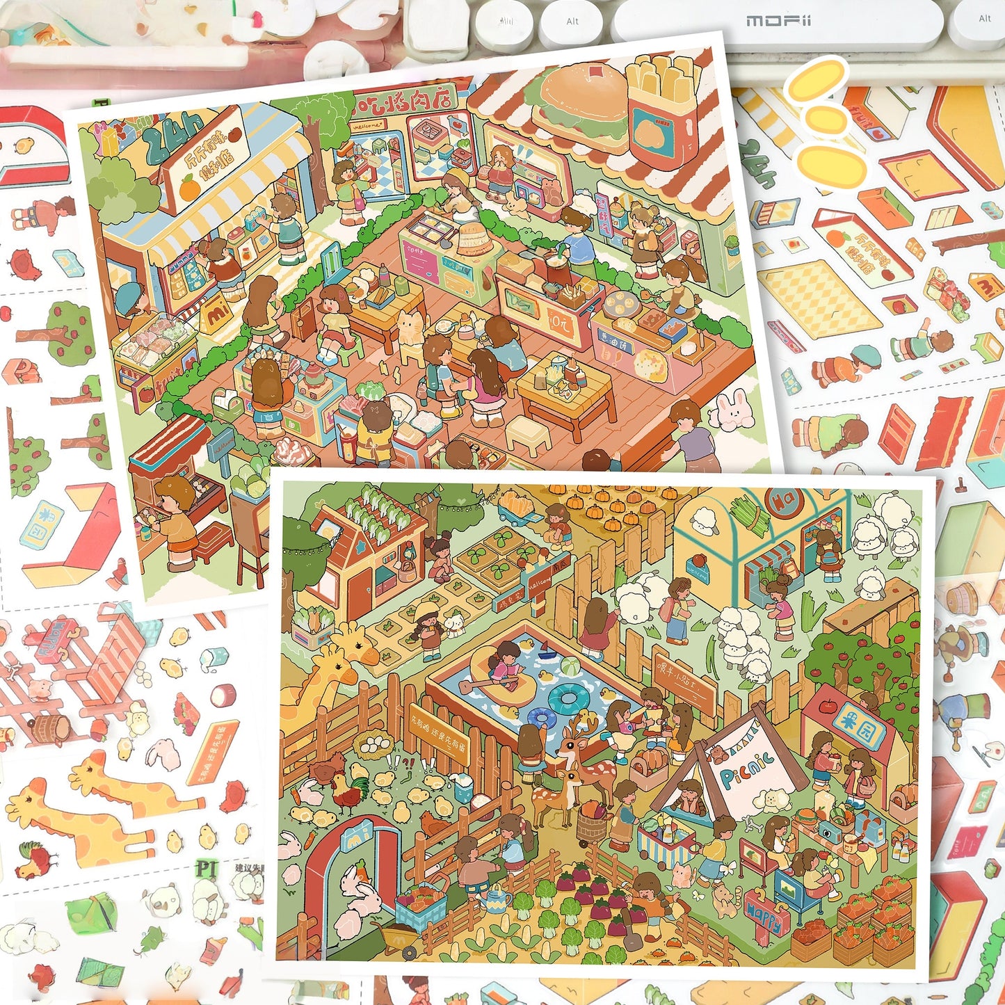 Leisure Daily 3D Sticker | 2 Cute Miniature Scenes