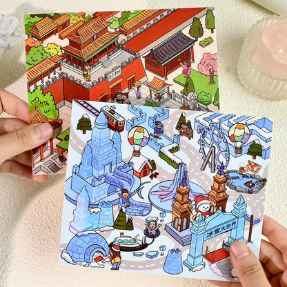 Traveling Through China 3D Sticker | 4 Cute Miniature Scenes