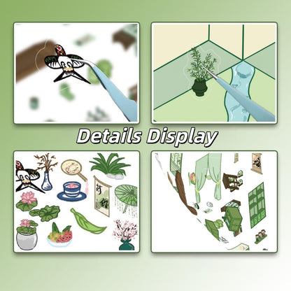 Bamboo & Lotus Serenity Teahouse 3D Sticker