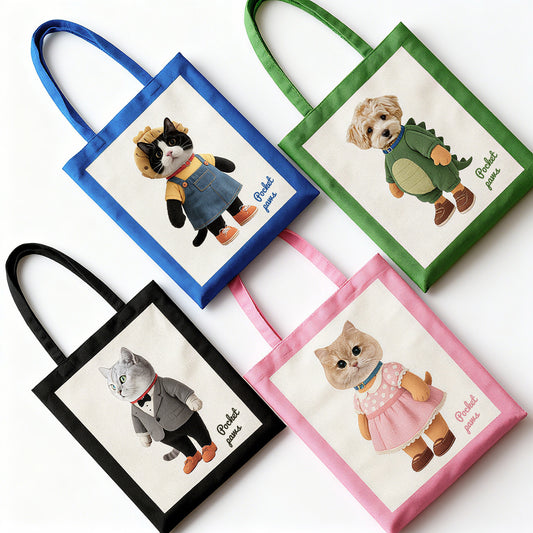 Custom Pet Photo Canvas Tote Bag