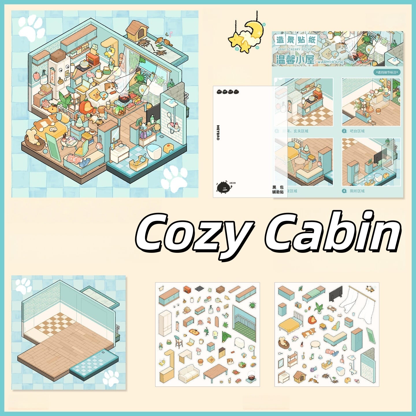 Warm Daily Life 3D Sticker | 7 Cute Miniature Scenes