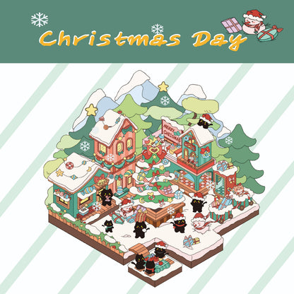 Cat's Celebration 3D Sticker | 2 Cute Miniature Scenes