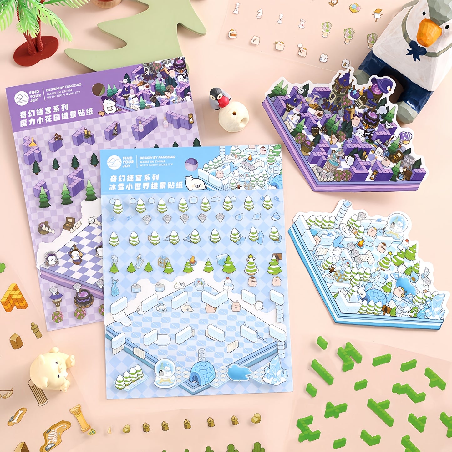 Fantasy Maze 3D Sticker | 4 Cute Miniature Scenes