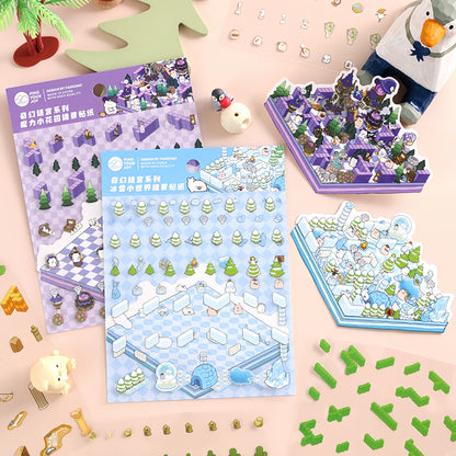 Fantasy Maze 3D Sticker | 4 Cute Miniature Scenes