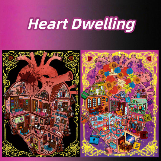 Heart Dwelling 3D Sticker | 2 Cute Miniature Scenes