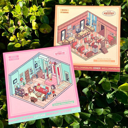 Brooklyn Cottage Restaurant 3D Sticker | 2 Cute Miniature Scenes