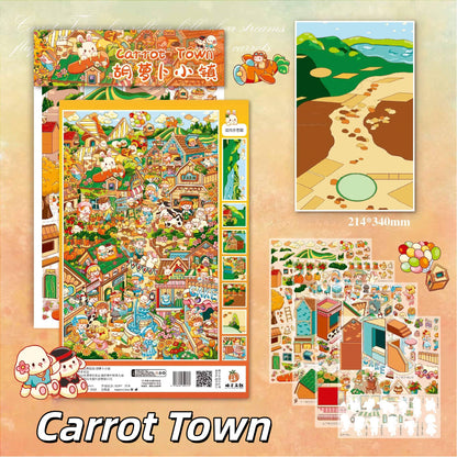 Foodie Town 3D Sticker | 3 Cute Miniature Scenes