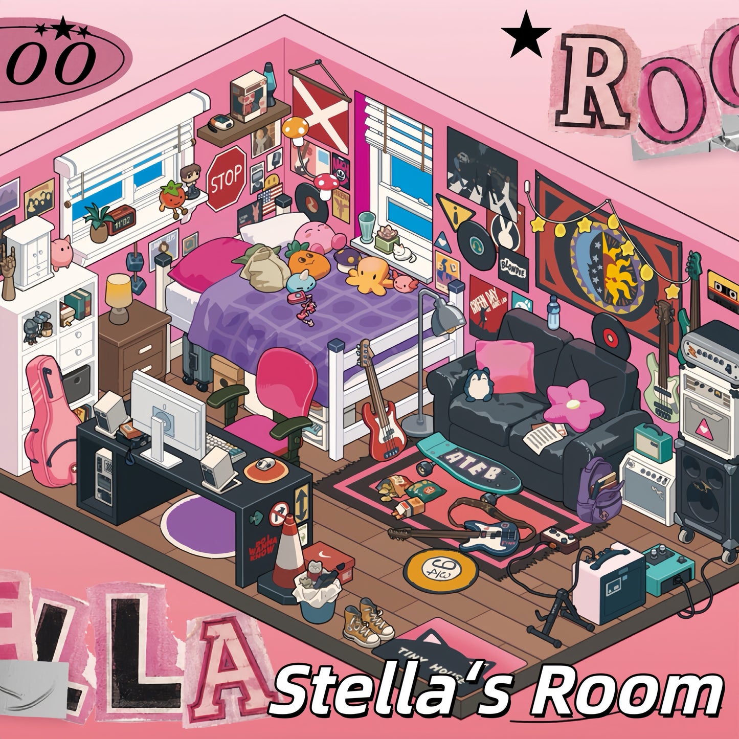 Rooms & Clubs 3D Sticker | 4 Cute Miniature Scenes