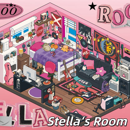 Rooms & Clubs 3D Sticker | 4 Cute Miniature Scenes