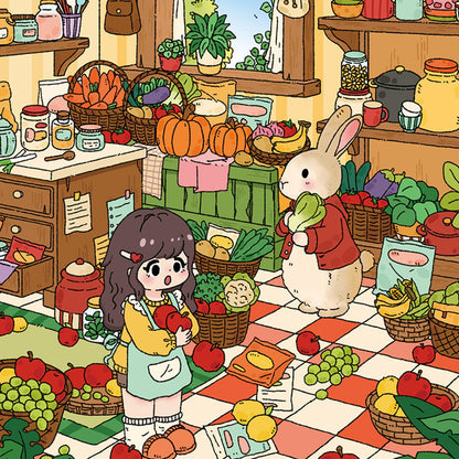 Mr. Rabbit's House 3D Sticker | 2 Cute Miniature Scenes