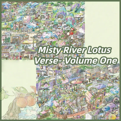 Misty River Lotus Verse 3D Sticker | 2 Cute Miniature Scenes