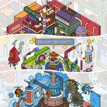 Mechanical Fantasy Park 3D Sticker | 3 Cute Miniature Scenes