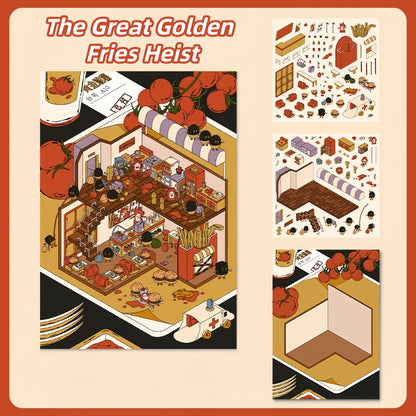 Tales of Whimsy 3D Sticker | 4 Cute Miniature Scenes