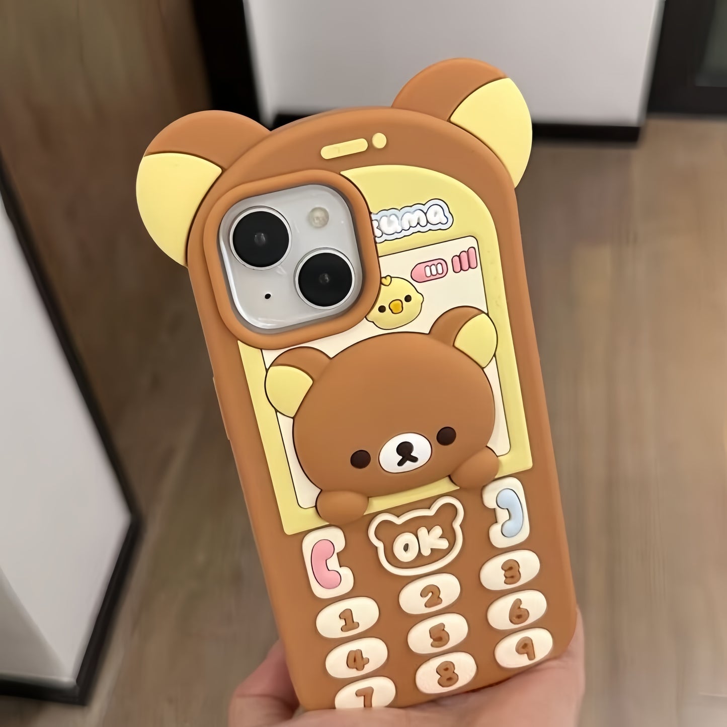 Cute Bear Brick Phone Silicone Phone Case