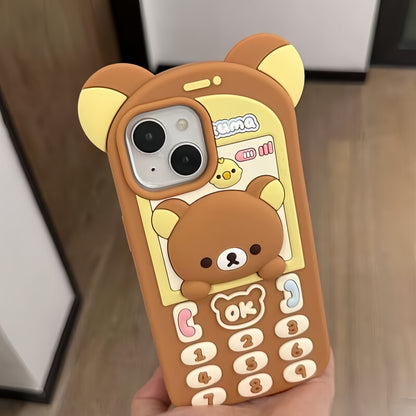 Cute Bear Brick Phone Silicone Phone Case