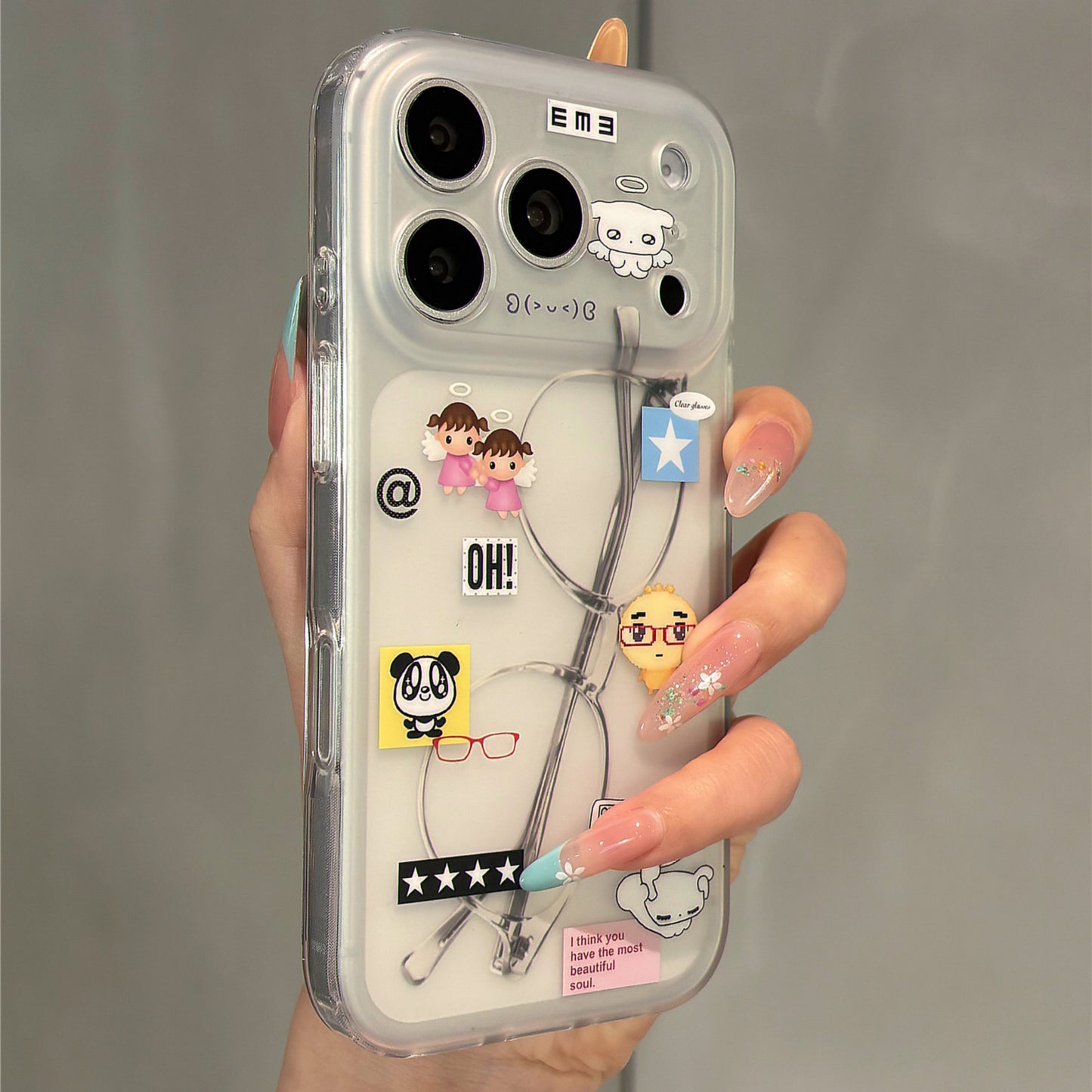 Cartoon Animals with Glasses Acrylic Phone Case