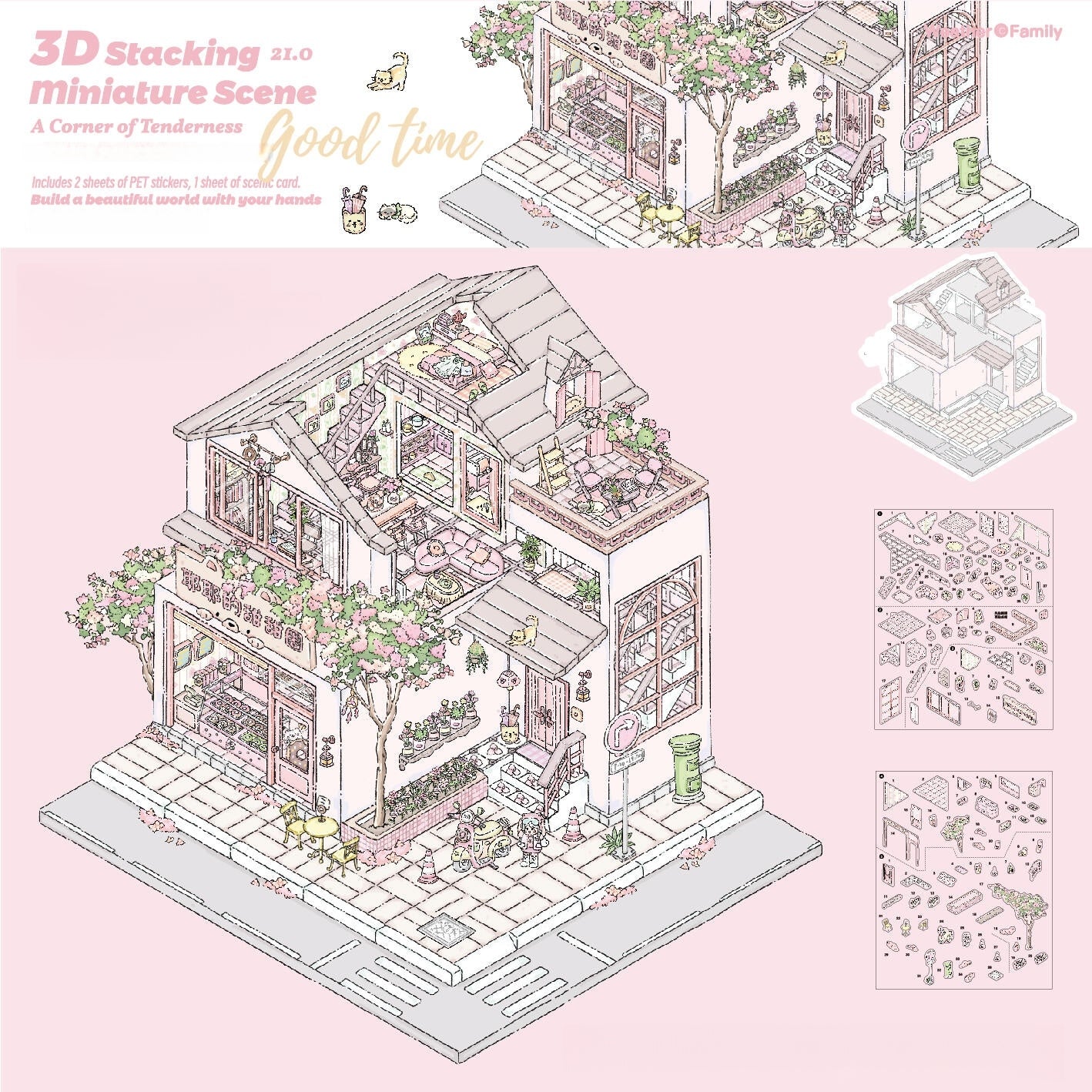 Sakura’s Home 3D Sticker | 6 Cute Miniature Scenes