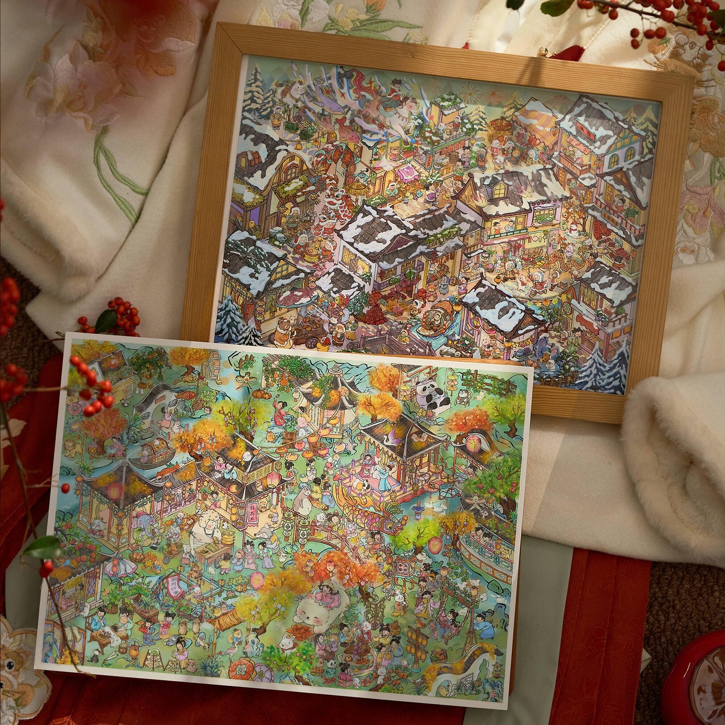 A Stroll Through Seasons 3D Sticker | 2 Cute Miniature Scenes