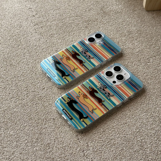 Striped Dachshund Acrylic Phone Case