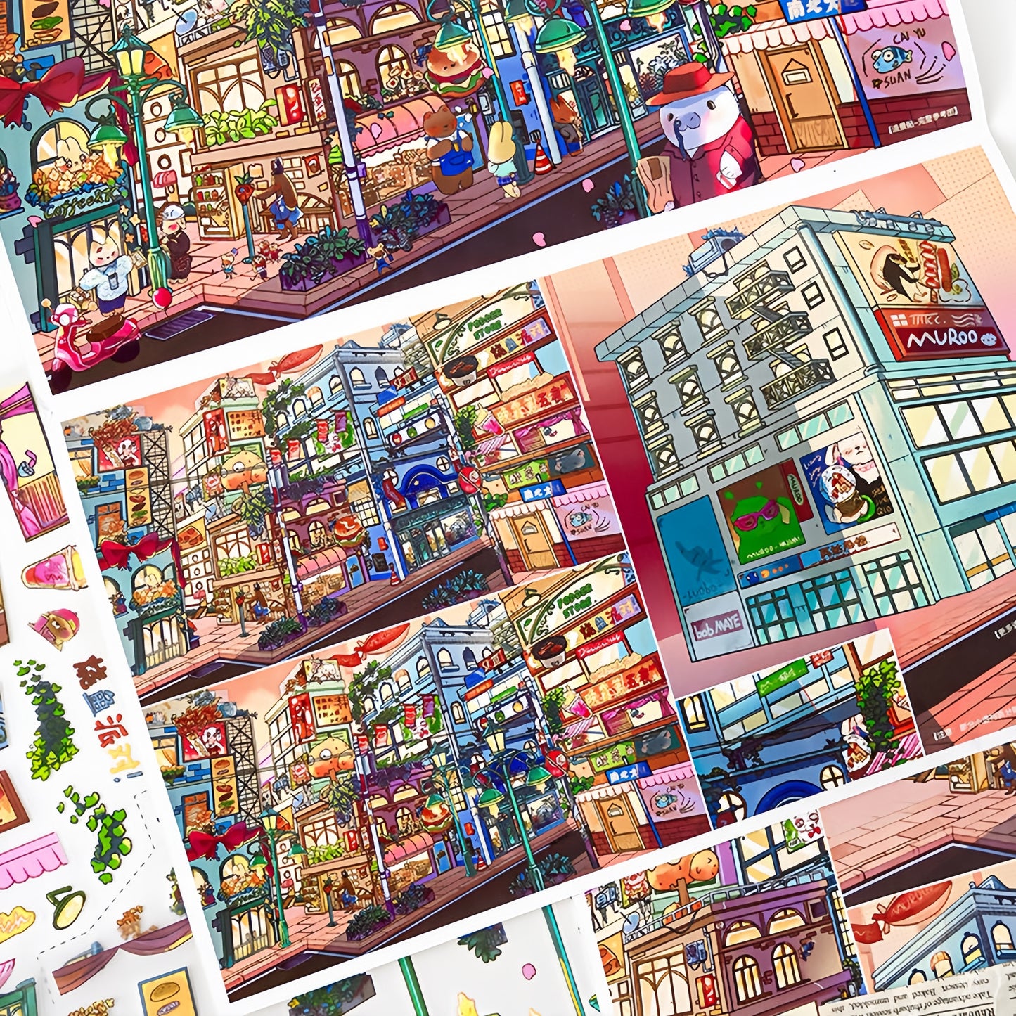 Weekend Animal City 3D Sticker | 2 Cute Miniature Scenes