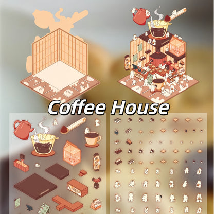 Bunny's Shop 3D Sticker | 4 Cute Miniature Scenes