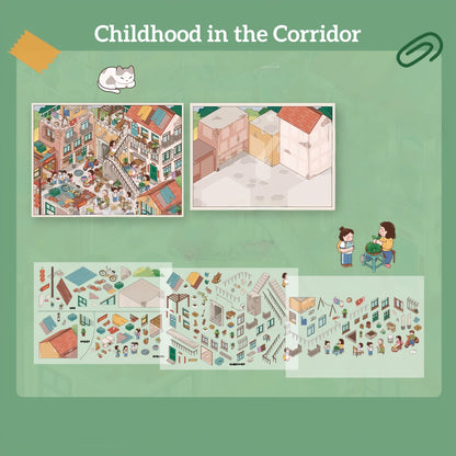 Whimsical Life 3D Sticker | 4 Cute Miniature Scenes