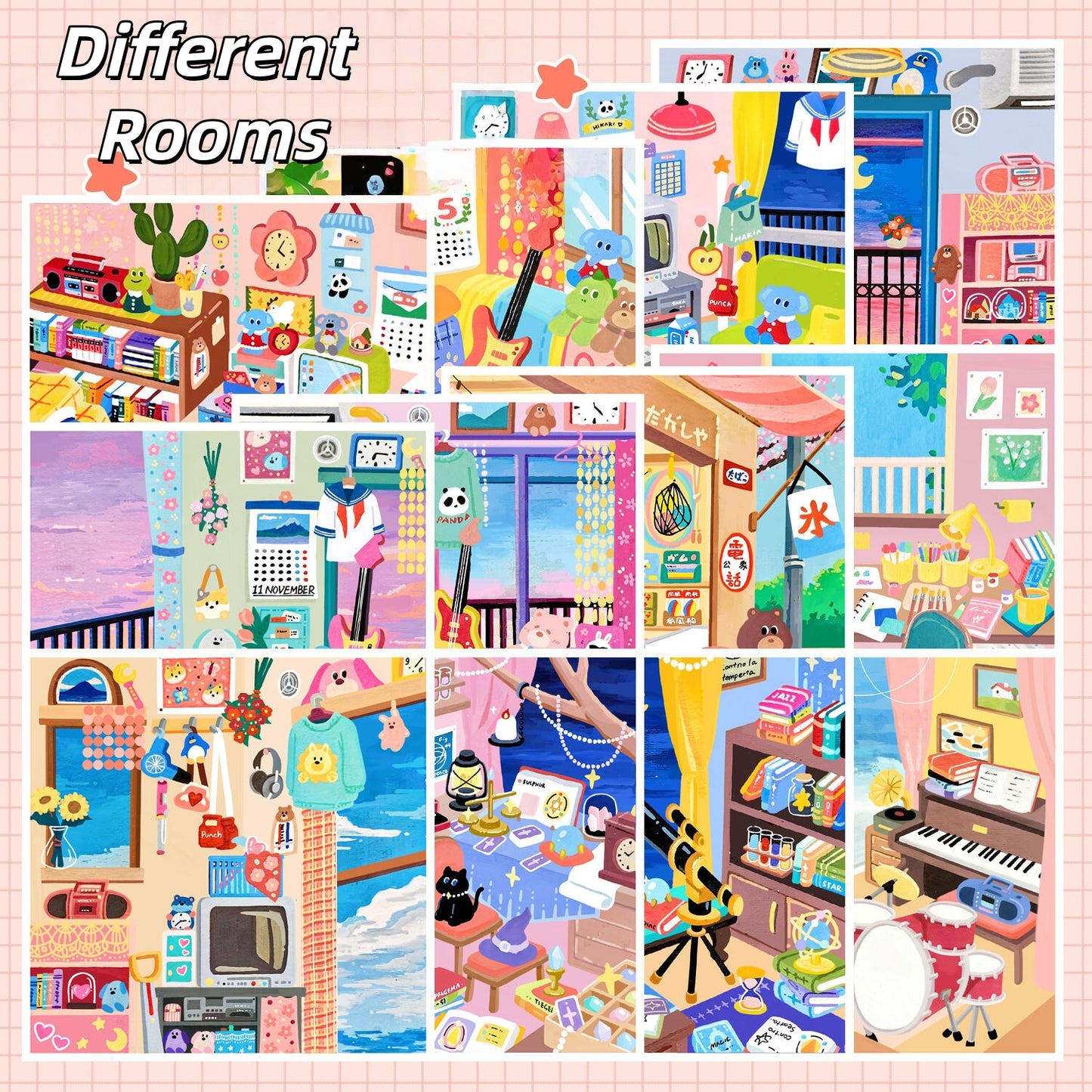 Cozy Rooms 3D Sticker Book