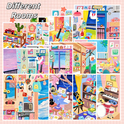 Cozy Rooms 3D Sticker Book