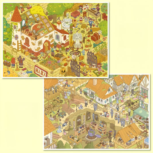 Golden Season 3D Sticker | 2 Cute Miniature Scenes