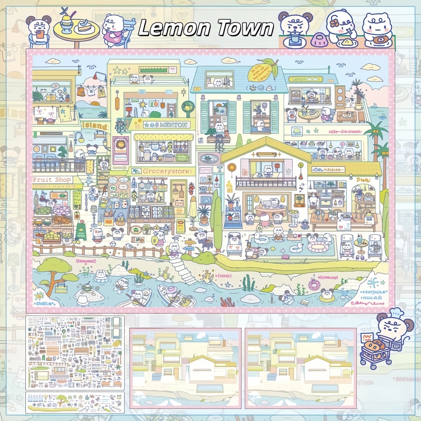 Whimsical Town 3D Sticker | 2 Cute Miniature Scenes