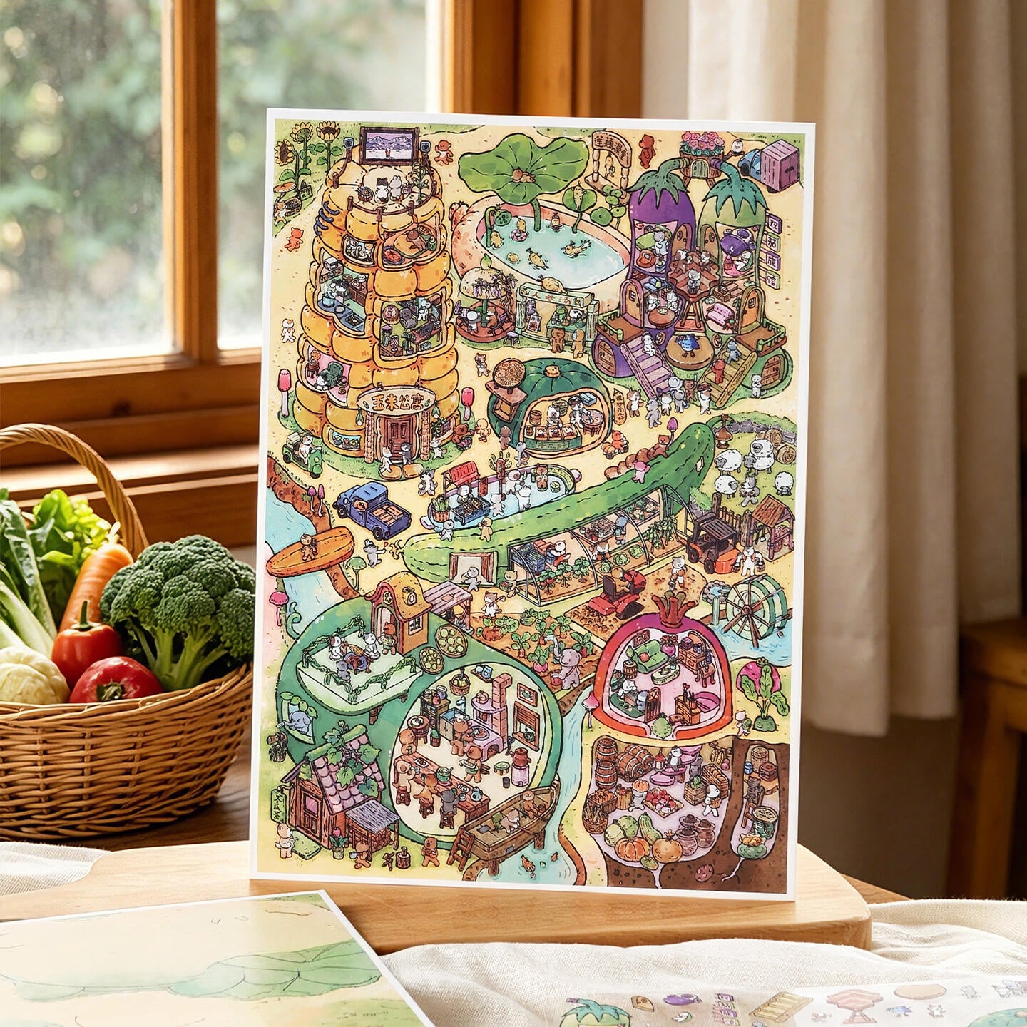 Rustic Villages 3D Sticker | 2 Cute Miniature Scenes