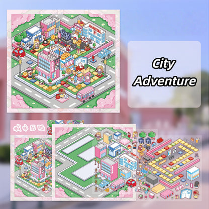 Monopoly Adventure 3D Sticker | 4 Cute Miniature Scenes