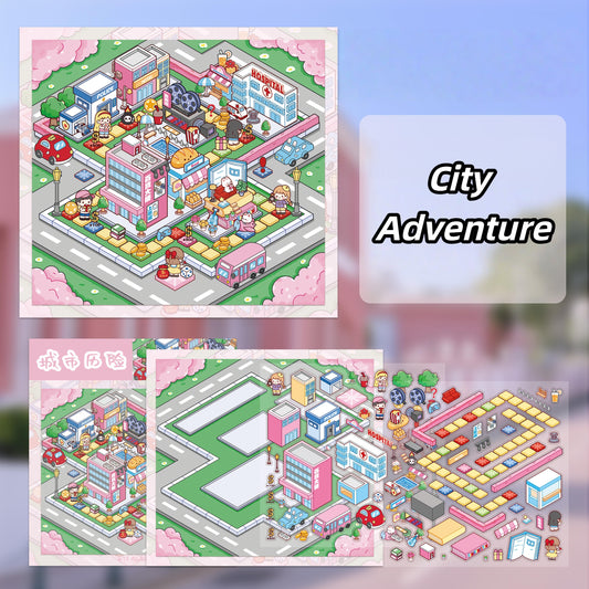 Monopoly Adventure 3D Sticker | 4 Cute Miniature Scenes