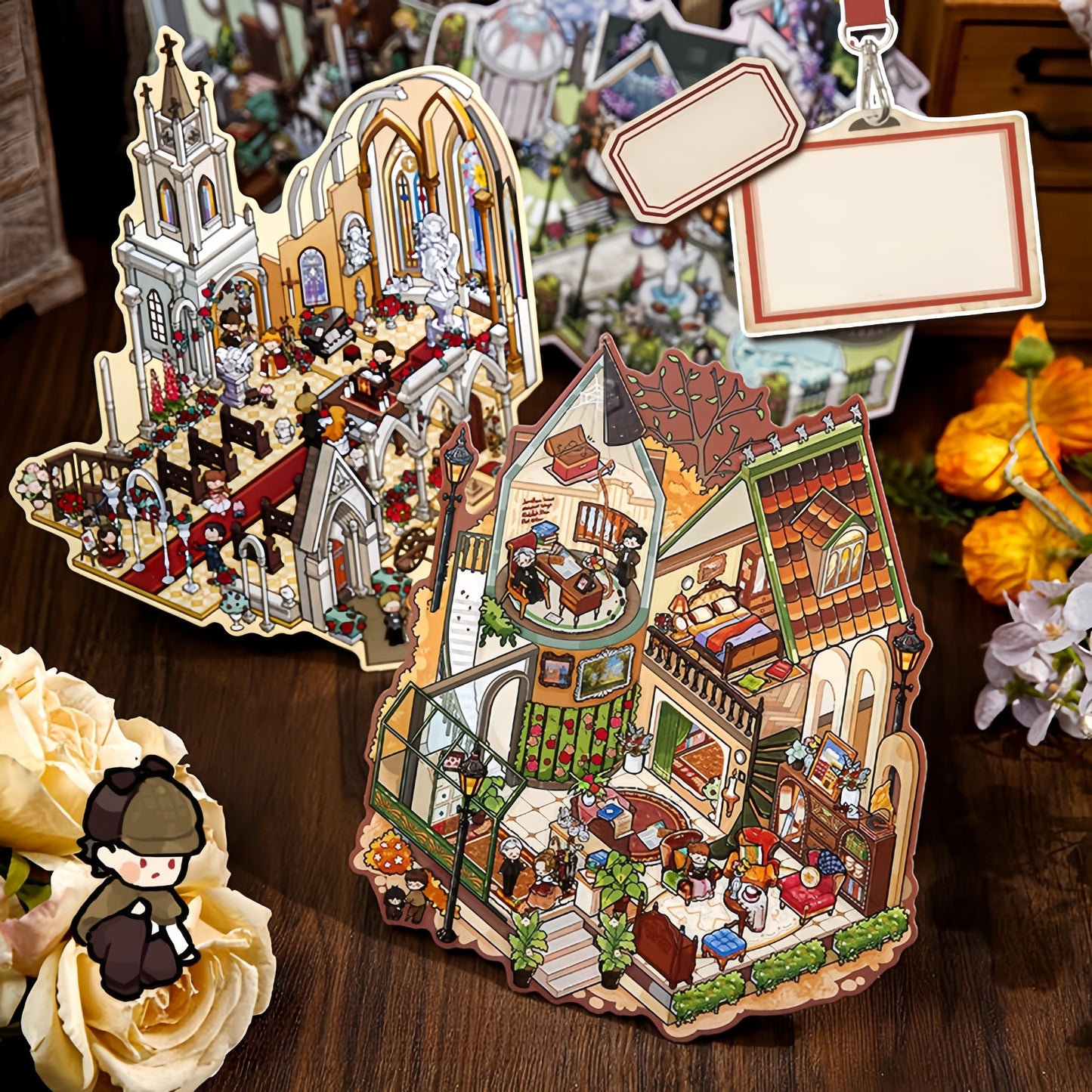 The Great Detective 3D Sticker | 4 Cute Miniature Scenes