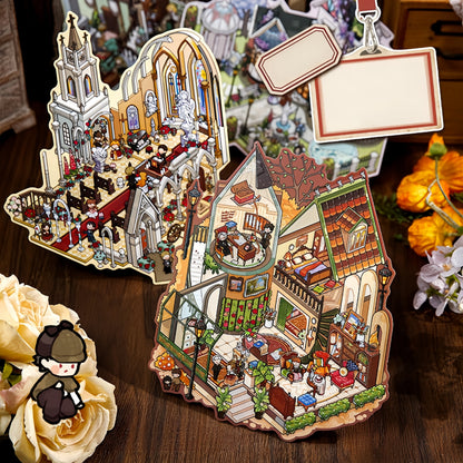 The Great Detective 3D Sticker | 4 Cute Miniature Scenes