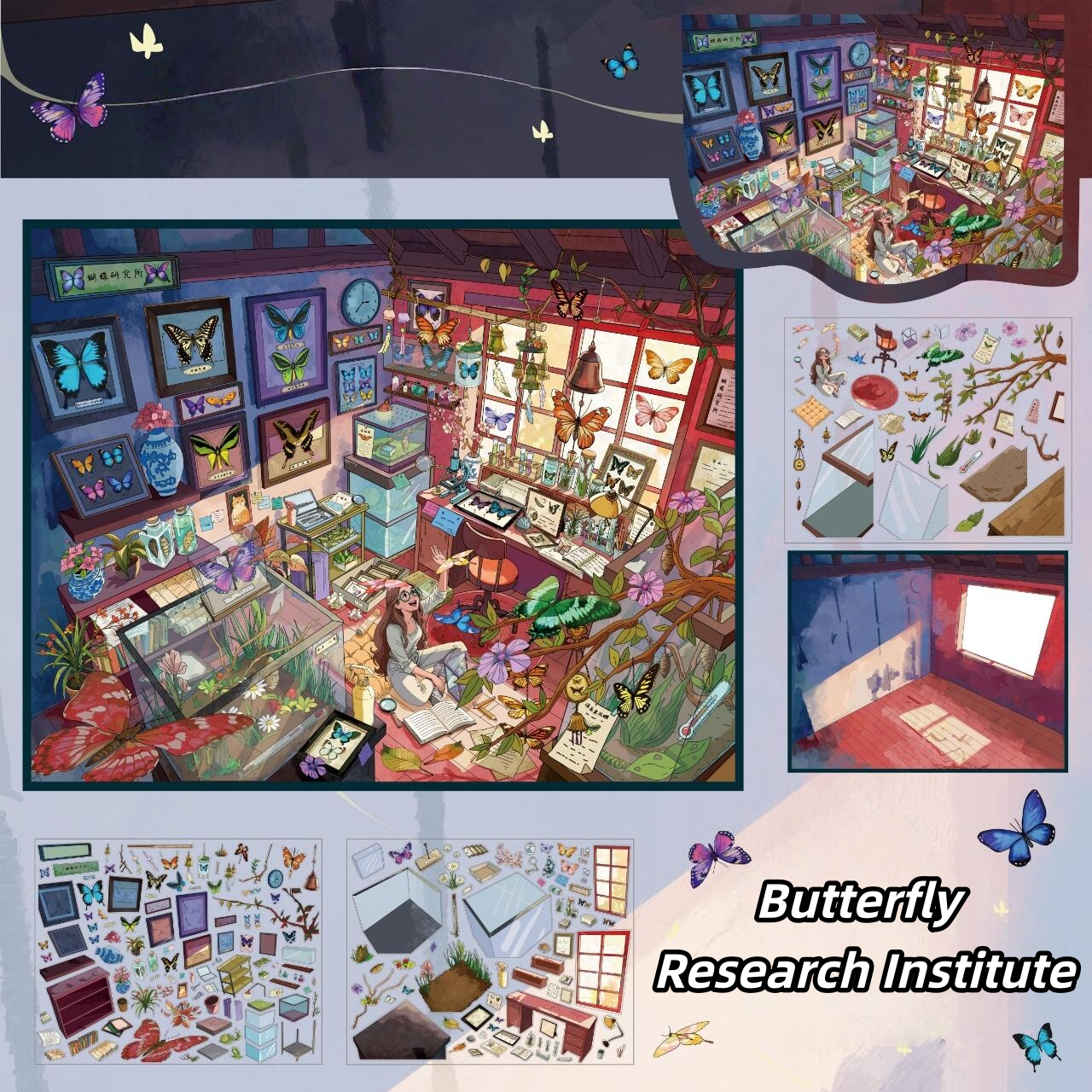 Fantasy Rooms 3D Sticker | 3 Cute Miniature Scenes