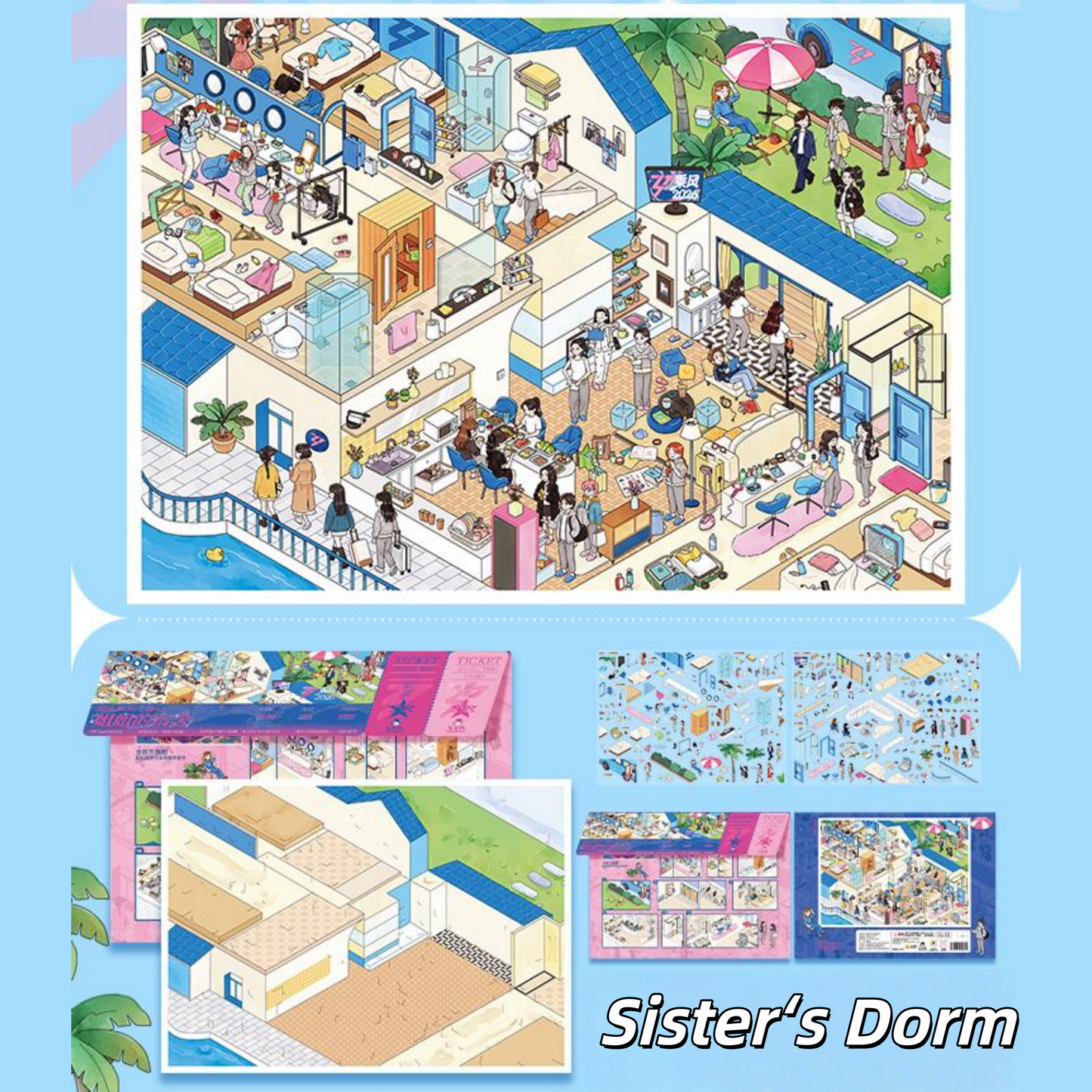 Sisters Who Make Waves 3D Sticker | 3 Cute Miniature Scenes
